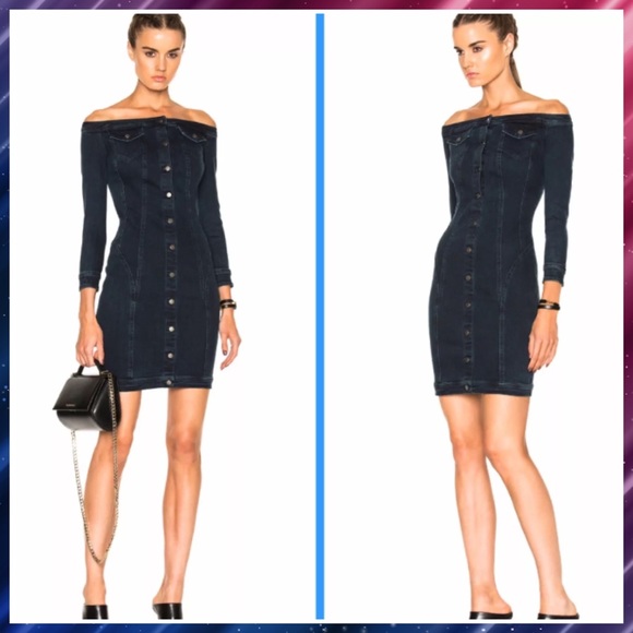 A.L.C. Dresses & Skirts - A.L.C Denim Off Shoulders Button Down Dress SZ 2 S